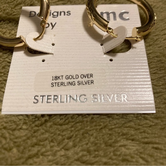 NWT Vintage Designs by FMC 18KT Gold Over Sterling Silver Hoop Earrings - Picture 3 of 6